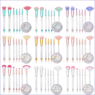 7pcs Fashionable Personalized DIY Empty Crystal Handle Make Up Brush Private Label Bushes Cosmetic Makeup Brush Set